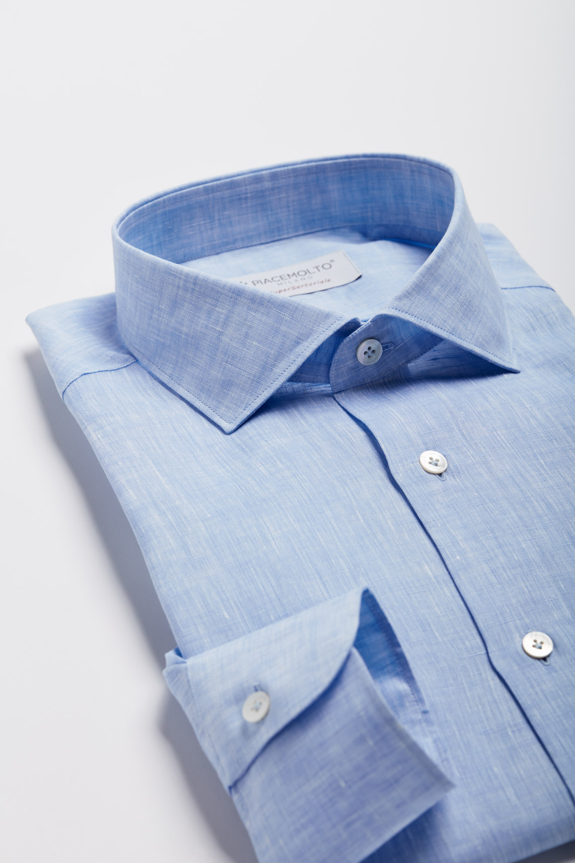 Camicia in lino azzurra Piacemolto
