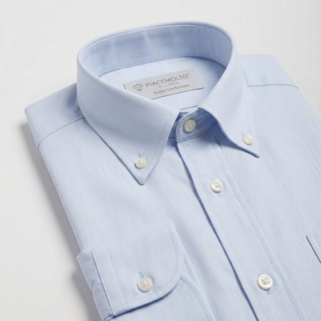 Camicia Oxford Azzurra Luxury in Cotone Doppio Ritorto